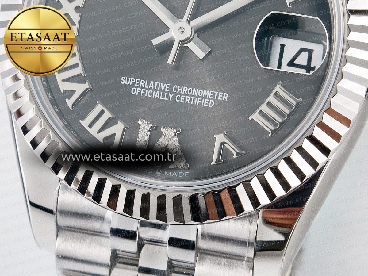 DateJust 31 278274 ARF 1:1 Best Edition 904L Steel Gray Roman Diamonds Dial on SS Jubilee Bracelet ETA 2688 - Görsel 12