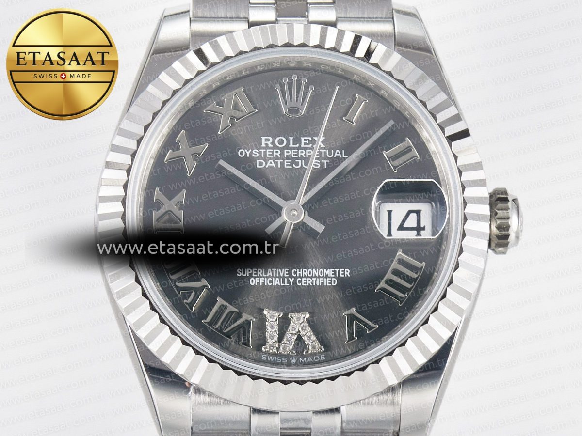 DateJust 31 278274 ARF 1:1 Best Edition 904L Steel Gray Roman Diamonds Dial on SS Jubilee Bracelet ETA 2688 - Görsel 4