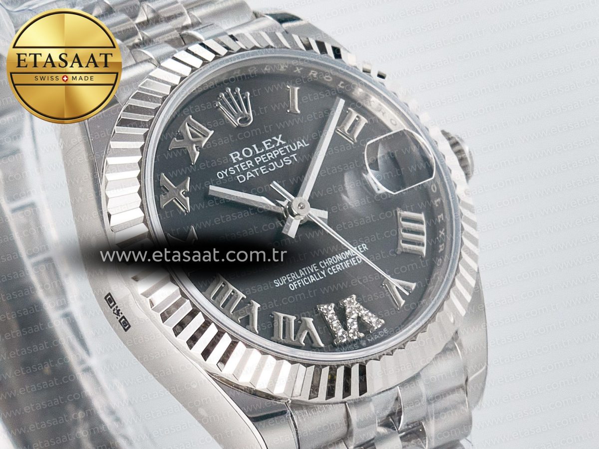 DateJust 31 278274 ARF 1:1 Best Edition 904L Steel Gray Roman Diamonds Dial on SS Jubilee Bracelet ETA 2688 - Görsel 5