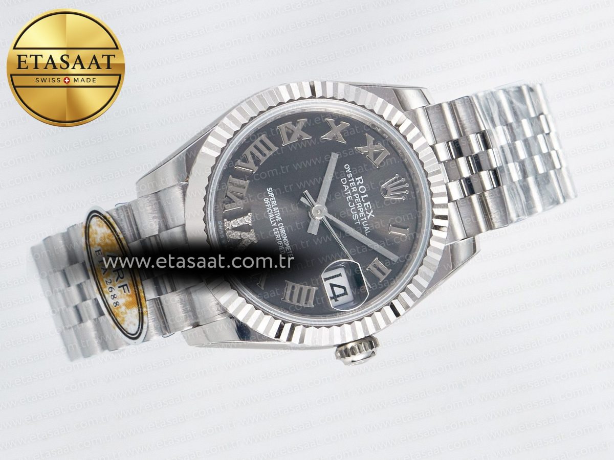 DateJust 31 278274 ARF 1:1 Best Edition 904L Steel Gray Roman Diamonds Dial on SS Jubilee Bracelet ETA 2688 - Görsel 8