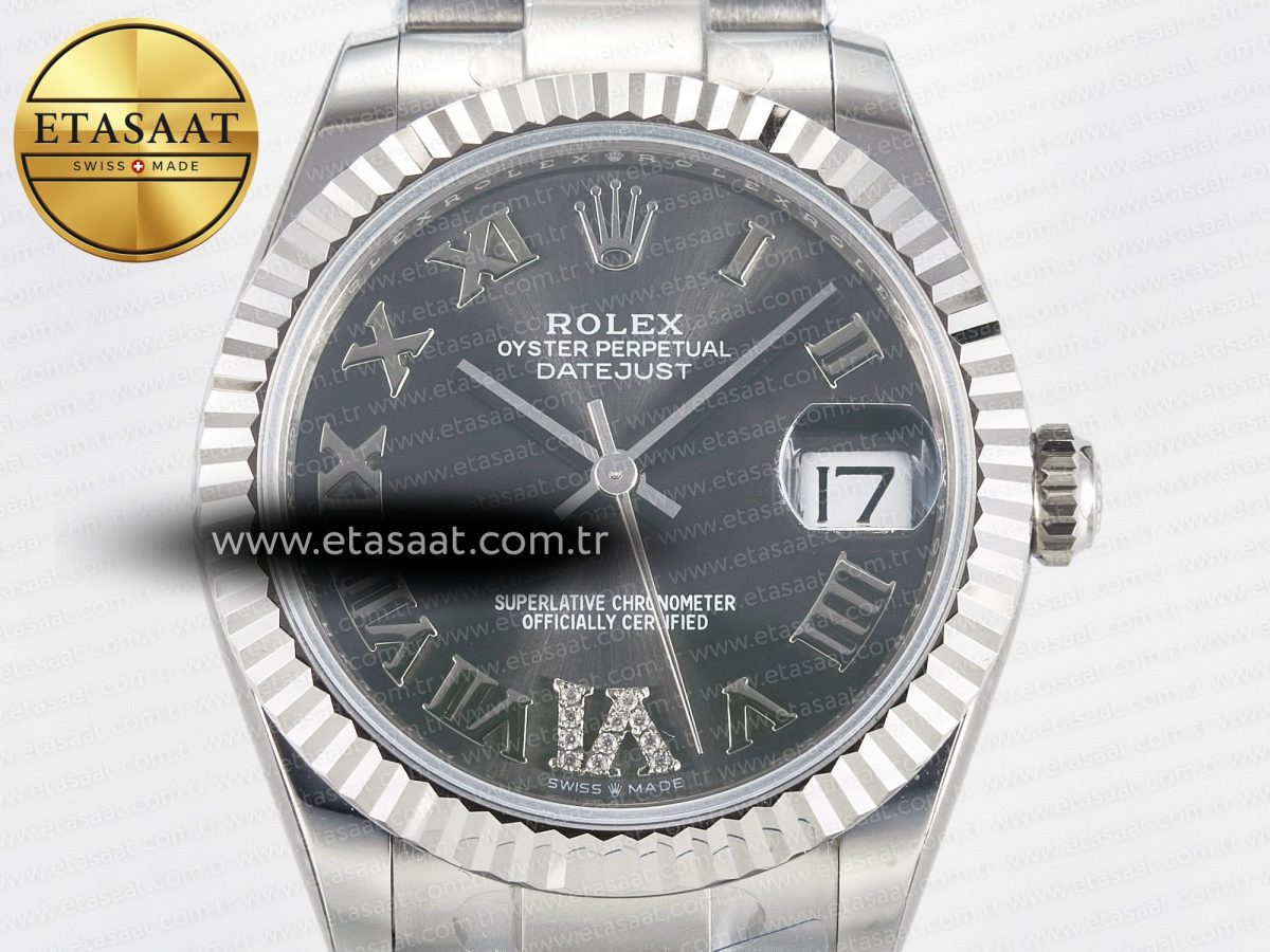 DateJust 31 278274 ARF 1:1 Best Edition 904L Steel Gray Roman Diamonds Dial on SS Oyster Bracelet ETA 2688 - Görsel 4