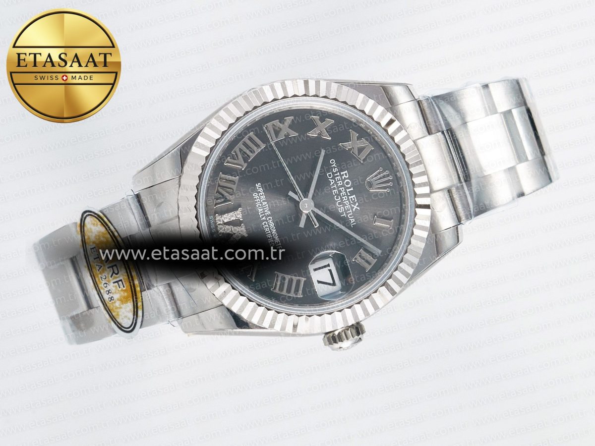 DateJust 31 278274 ARF 1:1 Best Edition 904L Steel Gray Roman Diamonds Dial on SS Oyster Bracelet ETA 2688 - Görsel 8