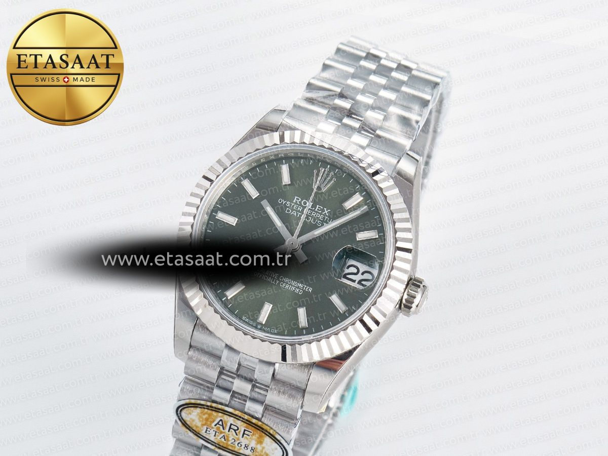 DateJust 31 278274 ARF 1:1 Best Edition 904L Steel Green Dial Stick Marker on SS Jubilee Bracelet ETA 2688 - Görsel 2
