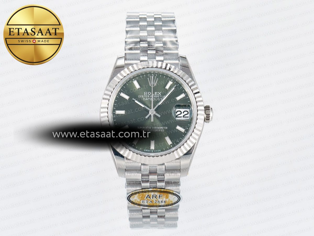DateJust 31 278274 ARF 1:1 Best Edition 904L Steel Green Dial Stick Marker on SS Jubilee Bracelet ETA 2688 - Görsel 3
