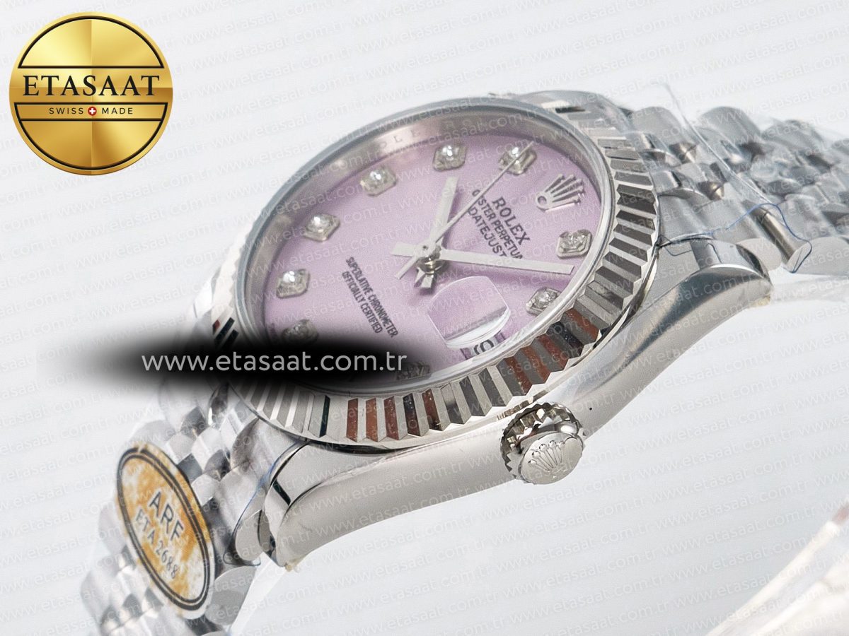 DateJust 31 278274 ARF 1:1 Best Edition 904L Steel Pink Diamonds Dial on SS Jubilee Bracelet ETA 2688 - Görsel 6