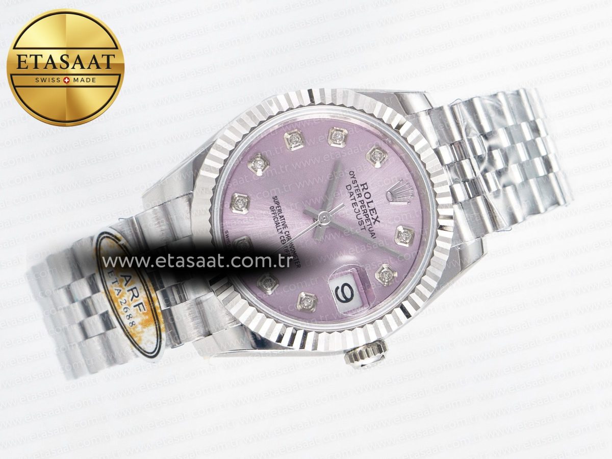 DateJust 31 278274 ARF 1:1 Best Edition 904L Steel Pink Diamonds Dial on SS Jubilee Bracelet ETA 2688 - Görsel 8