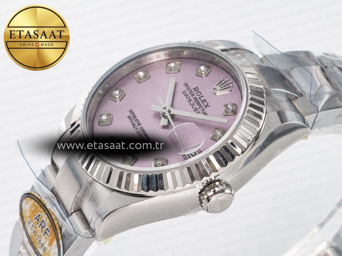 DateJust 31 278274 ARF 1:1 Best Edition 904L Steel Pink Diamonds Dial on SS Oyster Bracelet ETA 2688 - Görsel 6