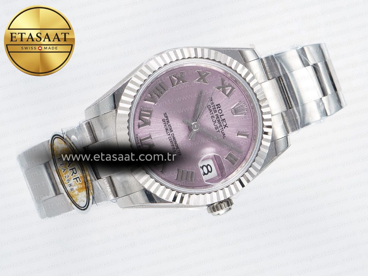 DateJust 31 278274 ARF 1:1 Best Edition 904L Steel Pink Roman Dial on SS Oyster Bracelet ETA 2688 - Görsel 8