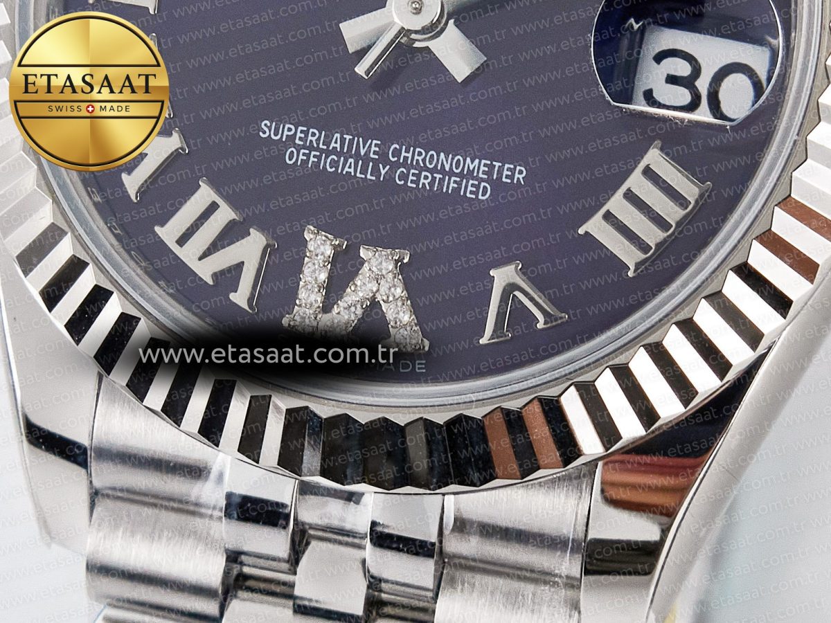 DateJust 31 278274 ARF 1:1 Best Edition 904L Steel Purple Roman Dial on SS Jubilee Bracelet ETA 2688 - Görsel 12
