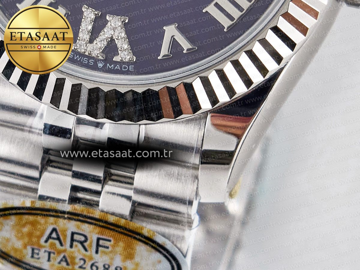 DateJust 31 278274 ARF 1:1 Best Edition 904L Steel Purple Roman Dial on SS Jubilee Bracelet ETA 2688 - Görsel 13