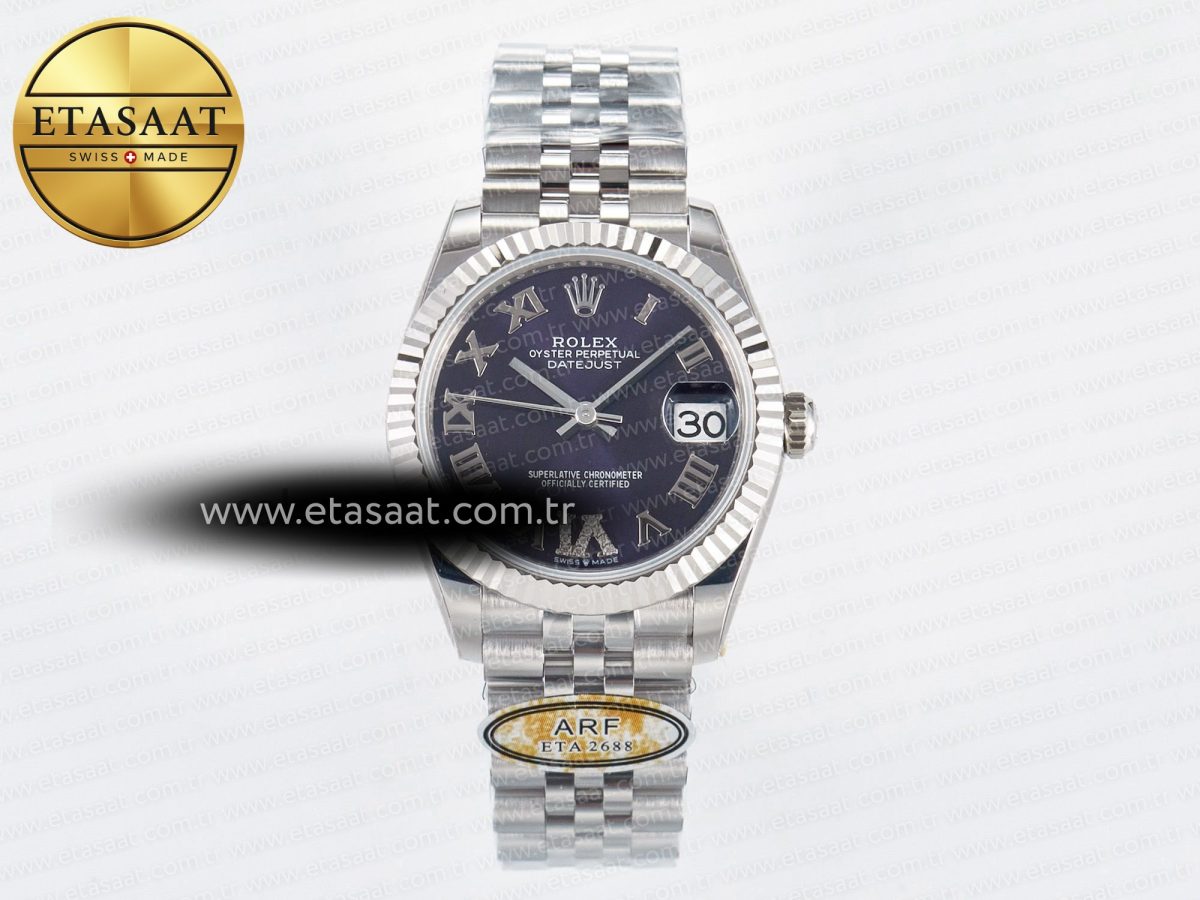 DateJust 31 278274 ARF 1:1 Best Edition 904L Steel Purple Roman Dial on SS Jubilee Bracelet ETA 2688 - Görsel 3