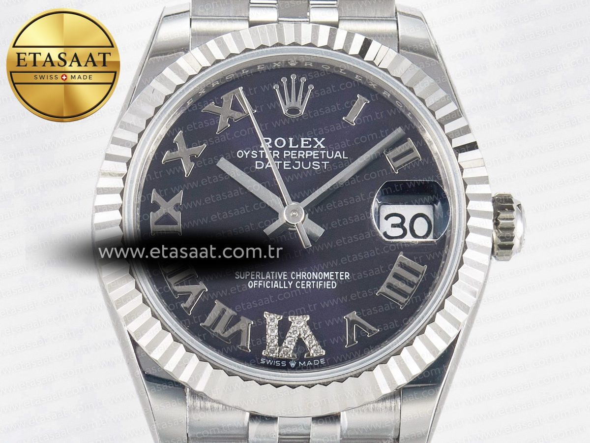DateJust 31 278274 ARF 1:1 Best Edition 904L Steel Purple Roman Dial on SS Jubilee Bracelet ETA 2688 - Görsel 4