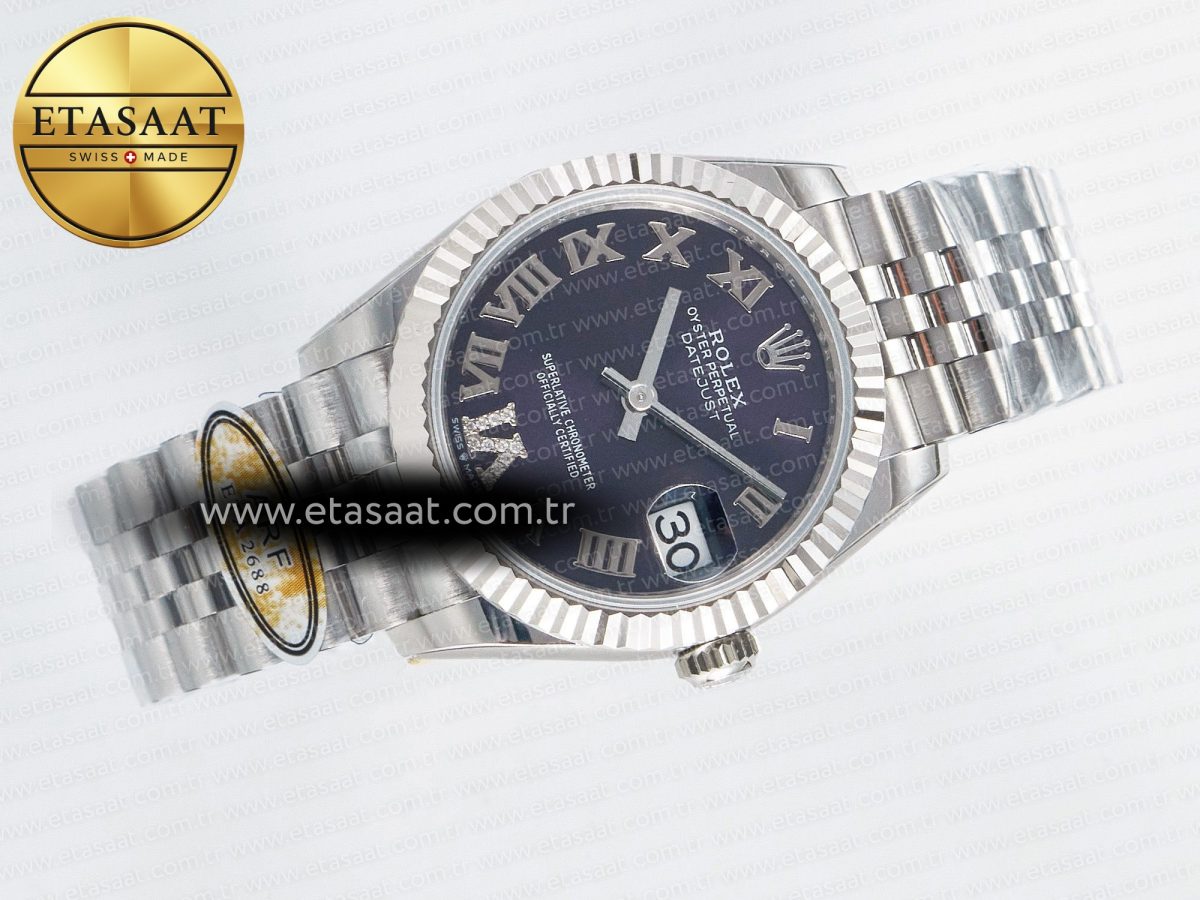 DateJust 31 278274 ARF 1:1 Best Edition 904L Steel Purple Roman Dial on SS Jubilee Bracelet ETA 2688 - Görsel 8