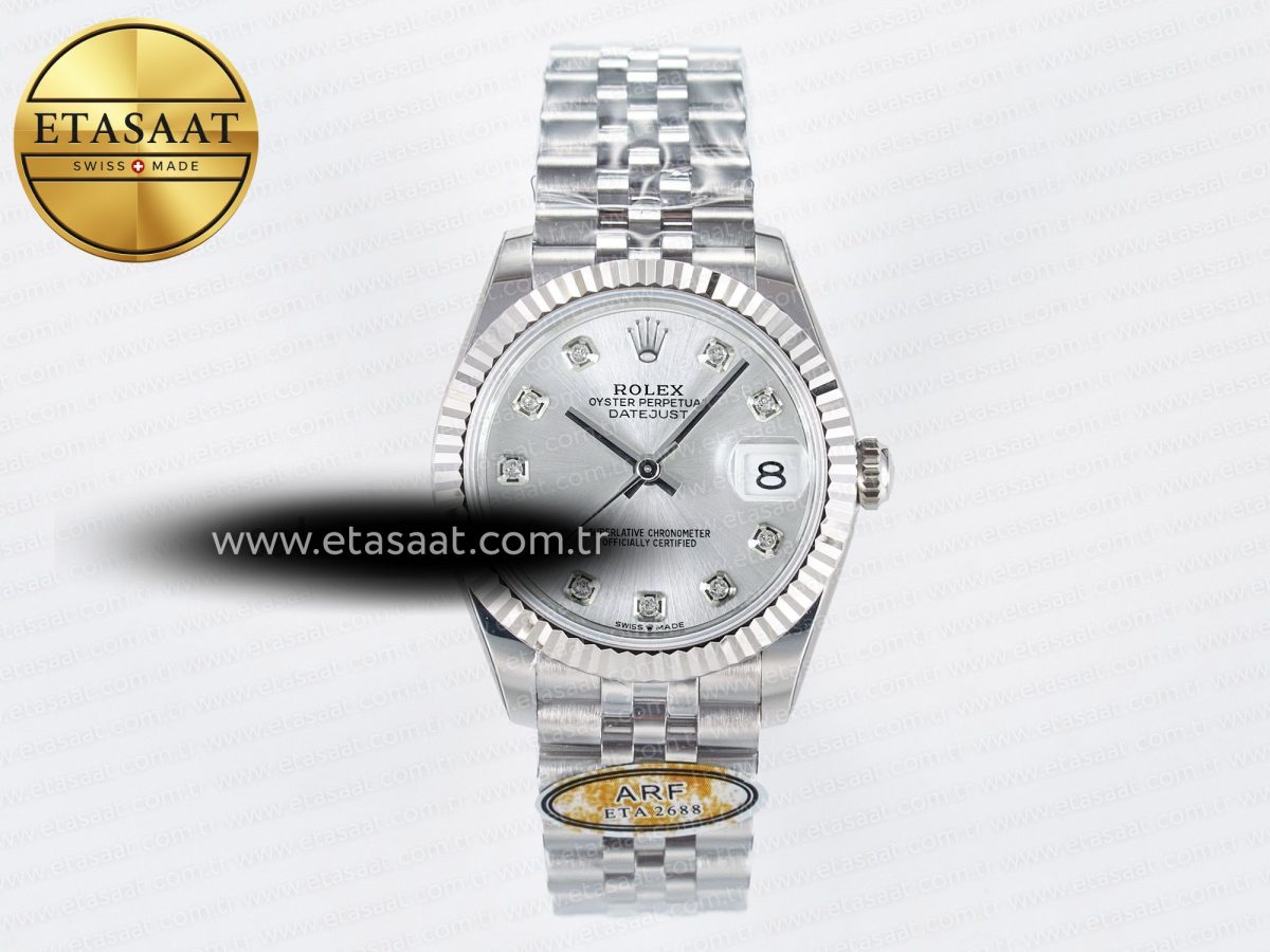 DateJust 31 278274 ARF 1:1 Best Edition 904L Steel Silver Diamonds Dial on SS Jubilee Bracelet ETA 2688 - Görsel 3