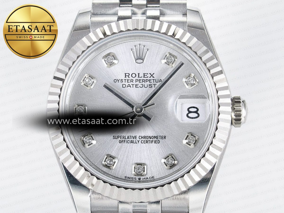 DateJust 31 278274 ARF 1:1 Best Edition 904L Steel Silver Diamonds Dial on SS Jubilee Bracelet ETA 2688 - Görsel 4