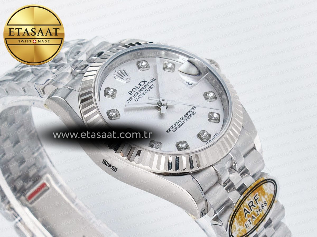 DateJust 31 278274 ARF 1:1 Best Edition 904L Steel Silver Diamonds Dial on SS Jubilee Bracelet ETA 2688 - Görsel 7