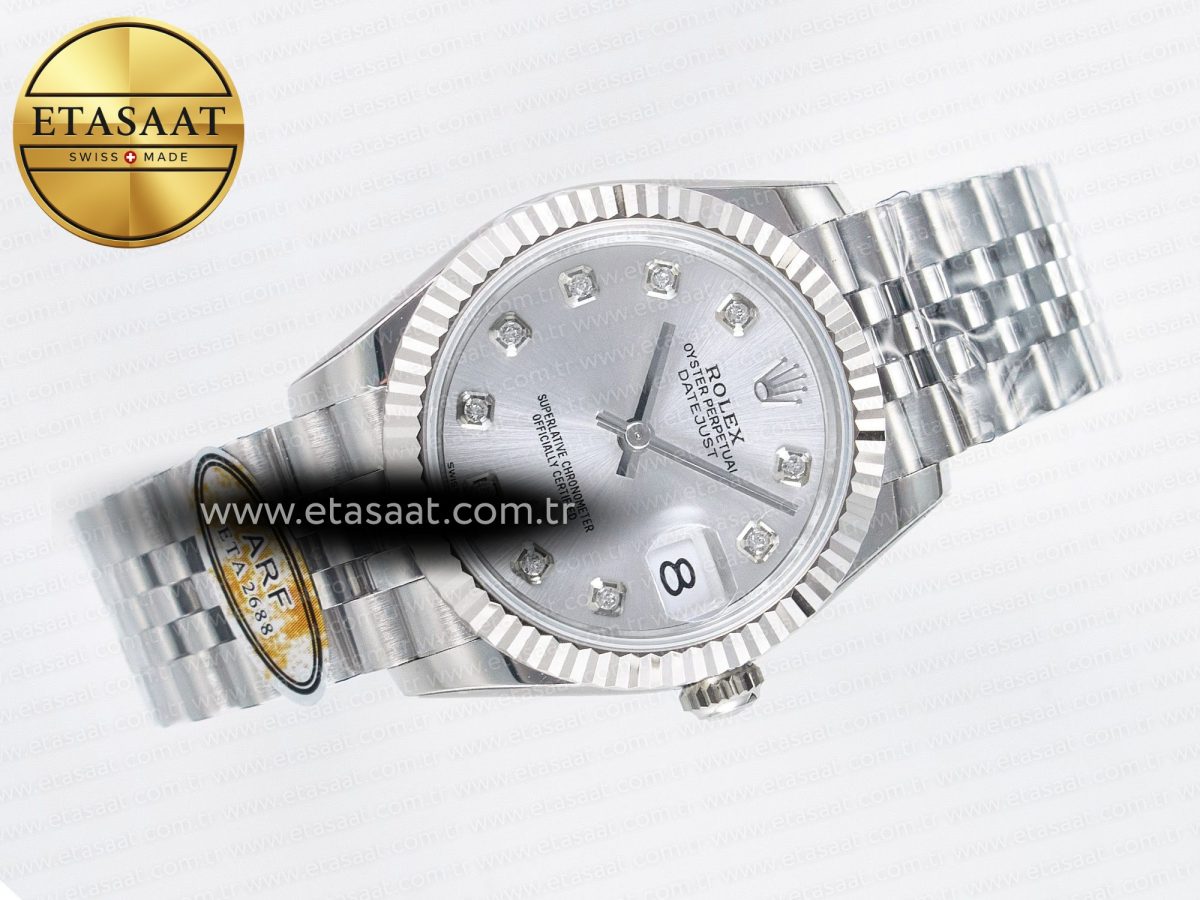 DateJust 31 278274 ARF 1:1 Best Edition 904L Steel Silver Diamonds Dial on SS Jubilee Bracelet ETA 2688 - Görsel 8
