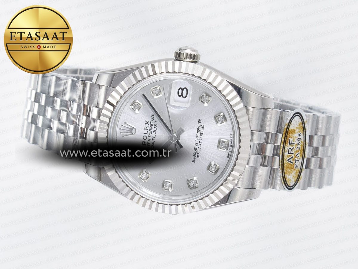 DateJust 31 278274 ARF 1:1 Best Edition 904L Steel Silver Diamonds Dial on SS Jubilee Bracelet ETA 2688 - Görsel 9