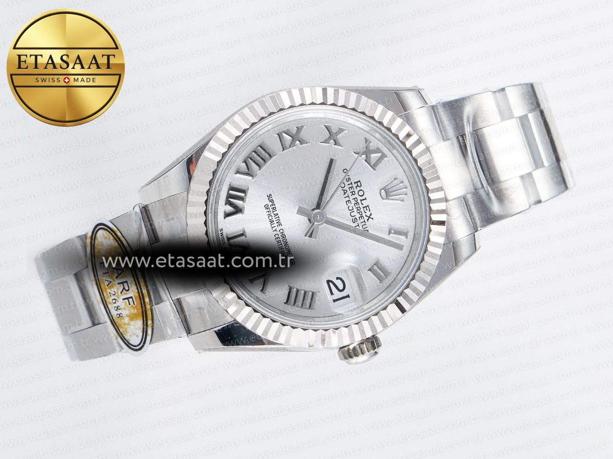 DateJust 31 278274 ARF 1:1 Best Edition 904L Steel Silver Roman Diamonds Dial on SS Oyster Bracelet ETA 2688 - Görsel 8