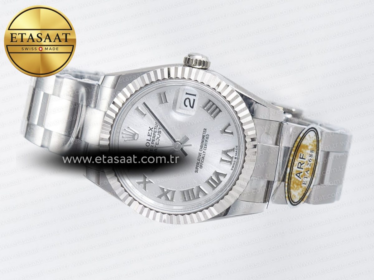 DateJust 31 278274 ARF 1:1 Best Edition 904L Steel Silver Roman Diamonds Dial on SS Oyster Bracelet ETA 2688 - Görsel 9