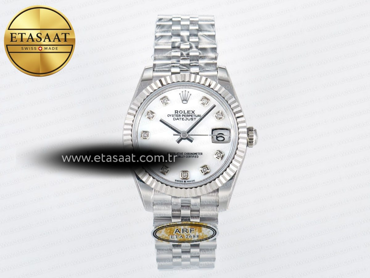 DateJust 31 278274 ARF 1:1 Best Edition 904L Steel White MOP Diamonds Dial on SS Jubilee Bracelet ETA 2688 - Görsel 3
