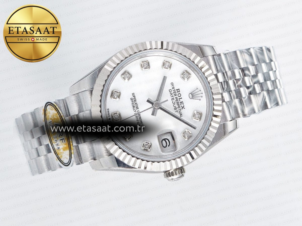 DateJust 31 278274 ARF 1:1 Best Edition 904L Steel White MOP Diamonds Dial on SS Jubilee Bracelet ETA 2688 - Görsel 8