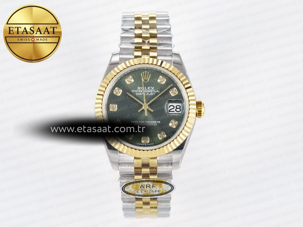 DateJust 31 278383 ARF 1:1 Best Edition 904L Steel Green Diamonds Dial on SS/YG Jubilee Bracelet ETA 2688 - Görsel 3