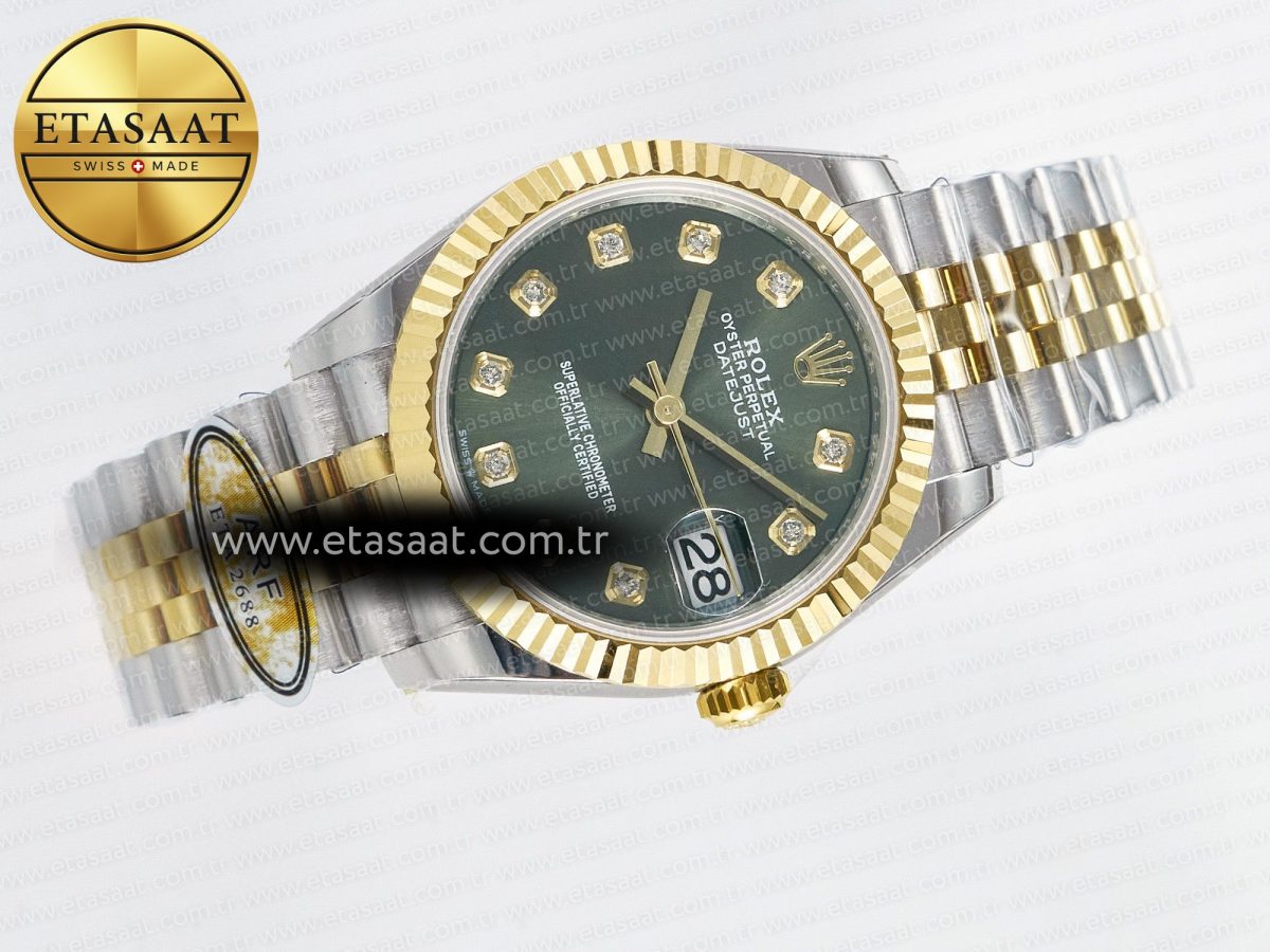 DateJust 31 278383 ARF 1:1 Best Edition 904L Steel Green Diamonds Dial on SS/YG Jubilee Bracelet ETA 2688 - Görsel 8