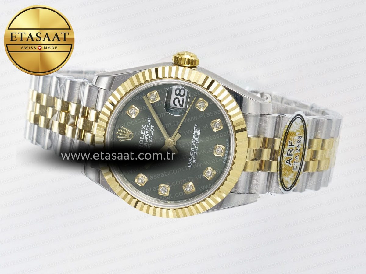DateJust 31 278383 ARF 1:1 Best Edition 904L Steel Green Diamonds Dial on SS/YG Jubilee Bracelet ETA 2688 - Görsel 9