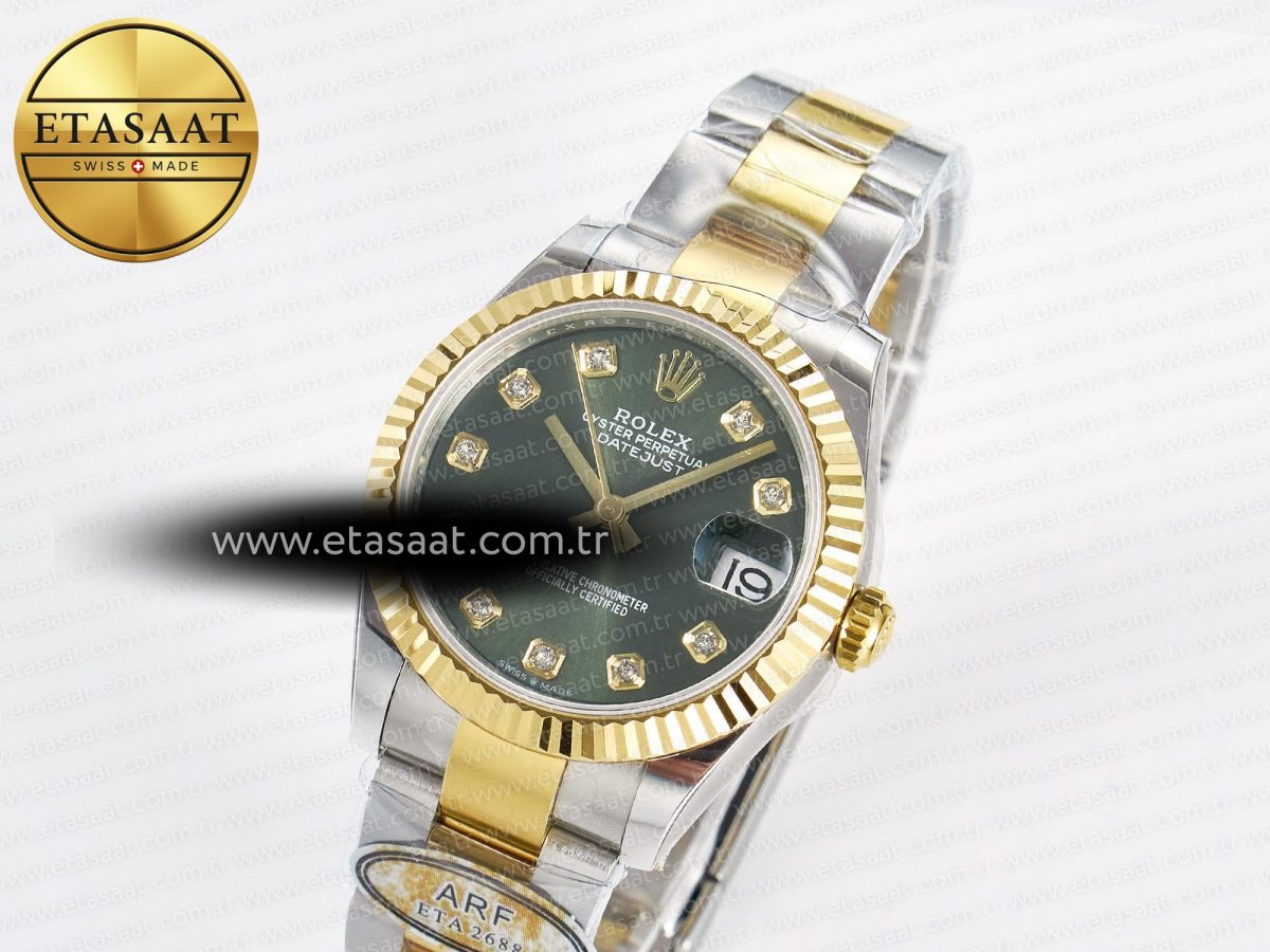 DateJust 31 278383 ARF 1:1 Best Edition 904L Steel Green Diamonds Dial on SS/YG Oyster Bracelet ETA 2688 - Görsel 2