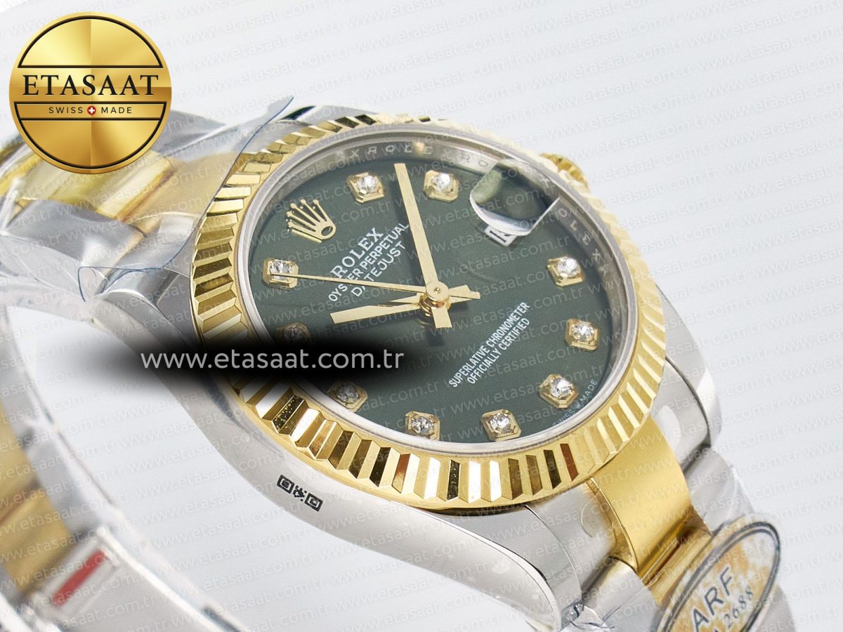 DateJust 31 278383 ARF 1:1 Best Edition 904L Steel Green Diamonds Dial on SS/YG Oyster Bracelet ETA 2688 - Görsel 7