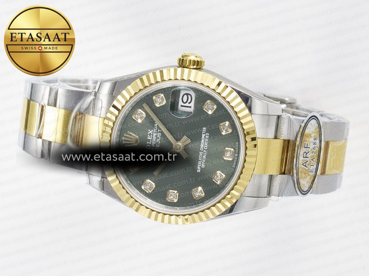 DateJust 31 278383 ARF 1:1 Best Edition 904L Steel Green Diamonds Dial on SS/YG Oyster Bracelet ETA 2688 - Görsel 9