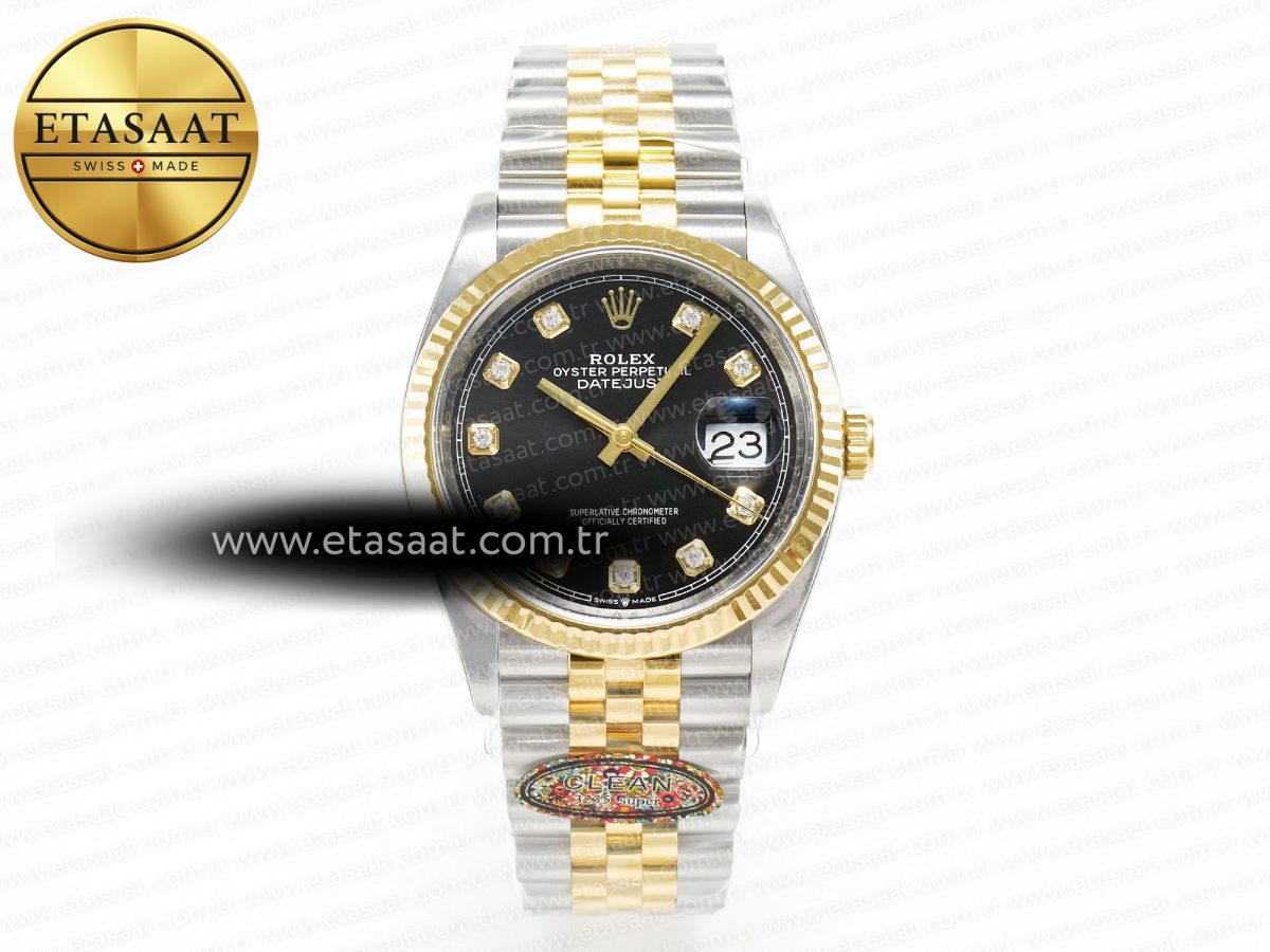 DateJust 36 126233 Clean 1:1 Best Edition 904L Steel Black Diamonds Dial on SS/YG Jubilee Bracelet VR3235 - Görsel 3