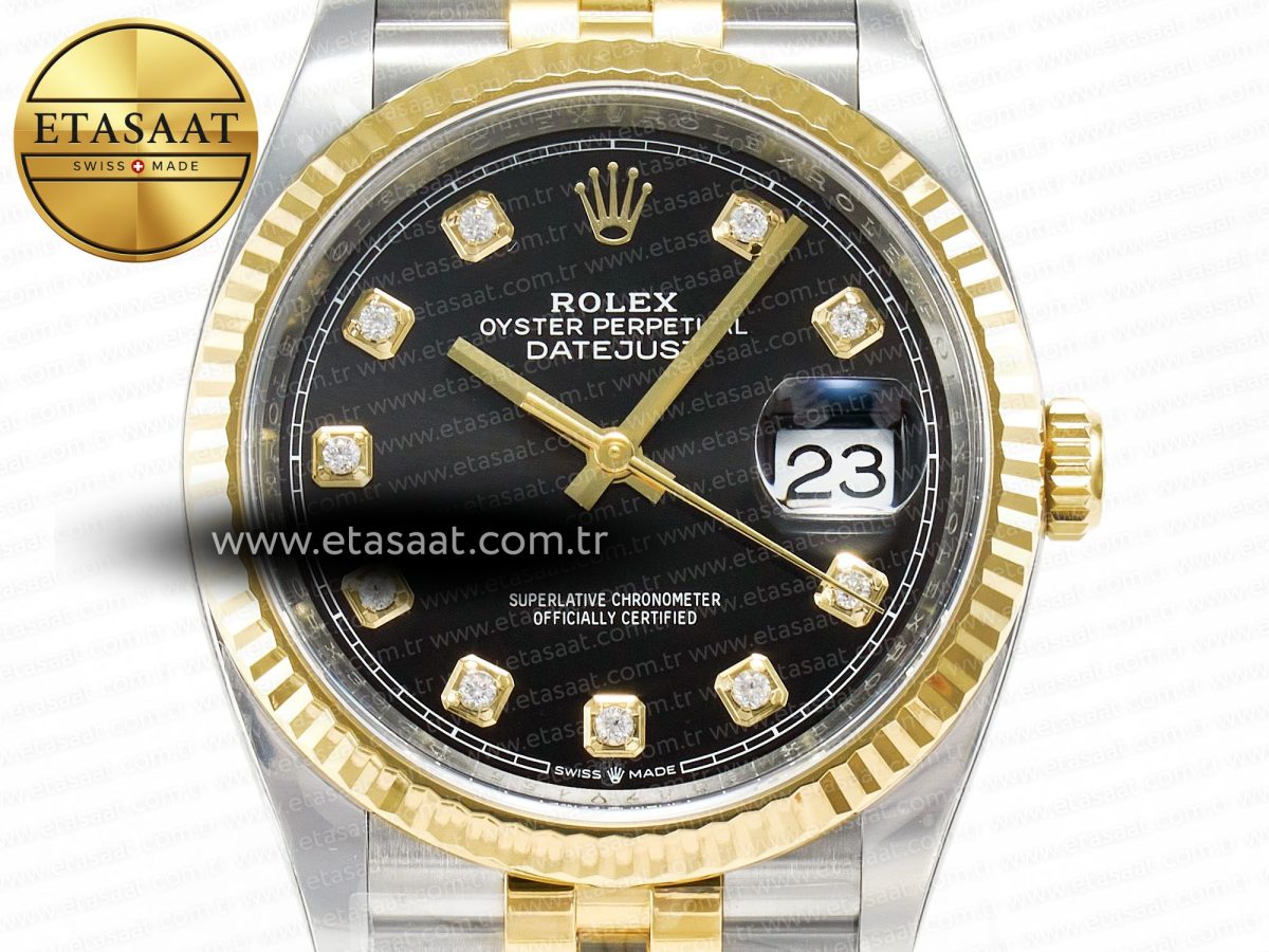 DateJust 36 126233 Clean 1:1 Best Edition 904L Steel Black Diamonds Dial on SS/YG Jubilee Bracelet VR3235 - Görsel 4