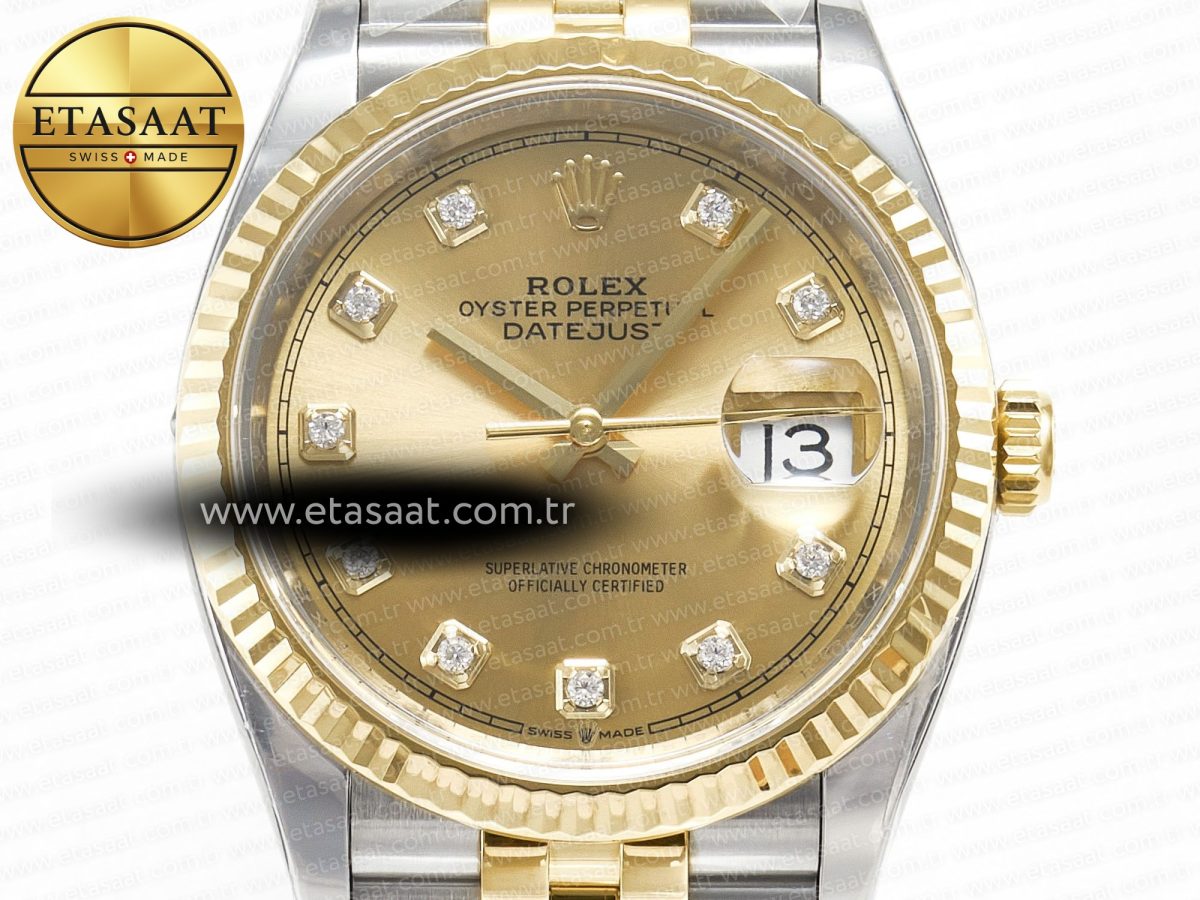 DateJust 36 126233 Clean 1:1 Best Edition 904L Steel YG Diamonds Dial on SS/YG Jubilee Bracelet VR3235 - Görsel 4