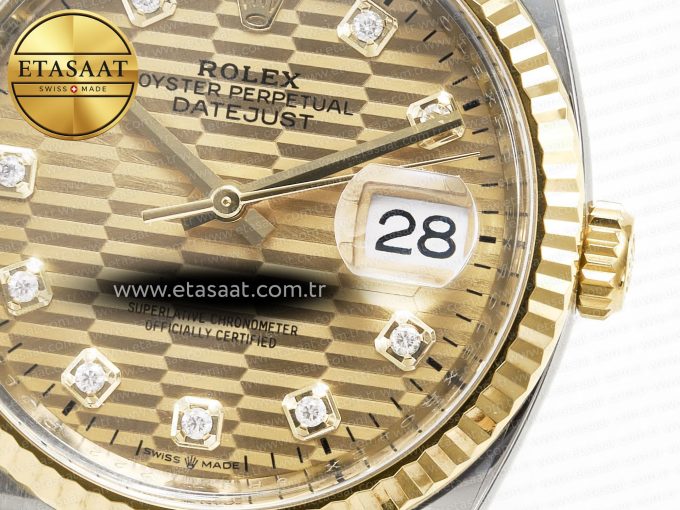 DateJust 36 126233 Clean 1:1 Best Edition 904L Steel YG Textured Diamonds Dial on SS/YG Jubilee Bracelet VR3235 - Görsel 12