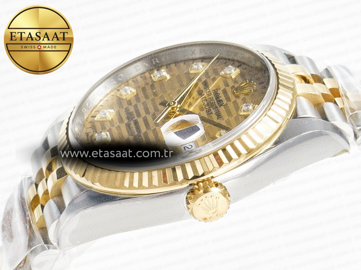 DateJust 36 126233 Clean 1:1 Best Edition 904L Steel YG Textured Diamonds Dial on SS/YG Jubilee Bracelet VR3235 - Görsel 6