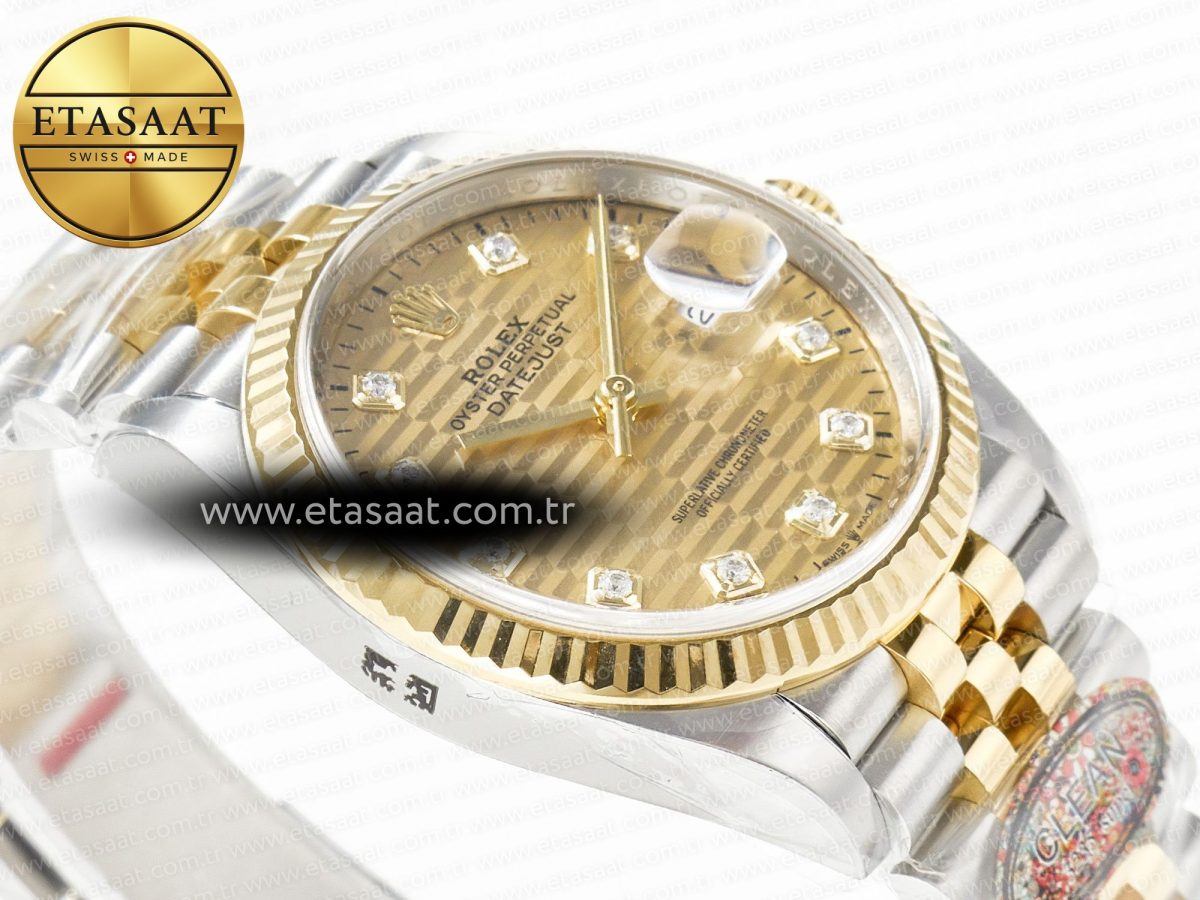 DateJust 36 126233 Clean 1:1 Best Edition 904L Steel YG Textured Diamonds Dial on SS/YG Jubilee Bracelet VR3235 - Görsel 7