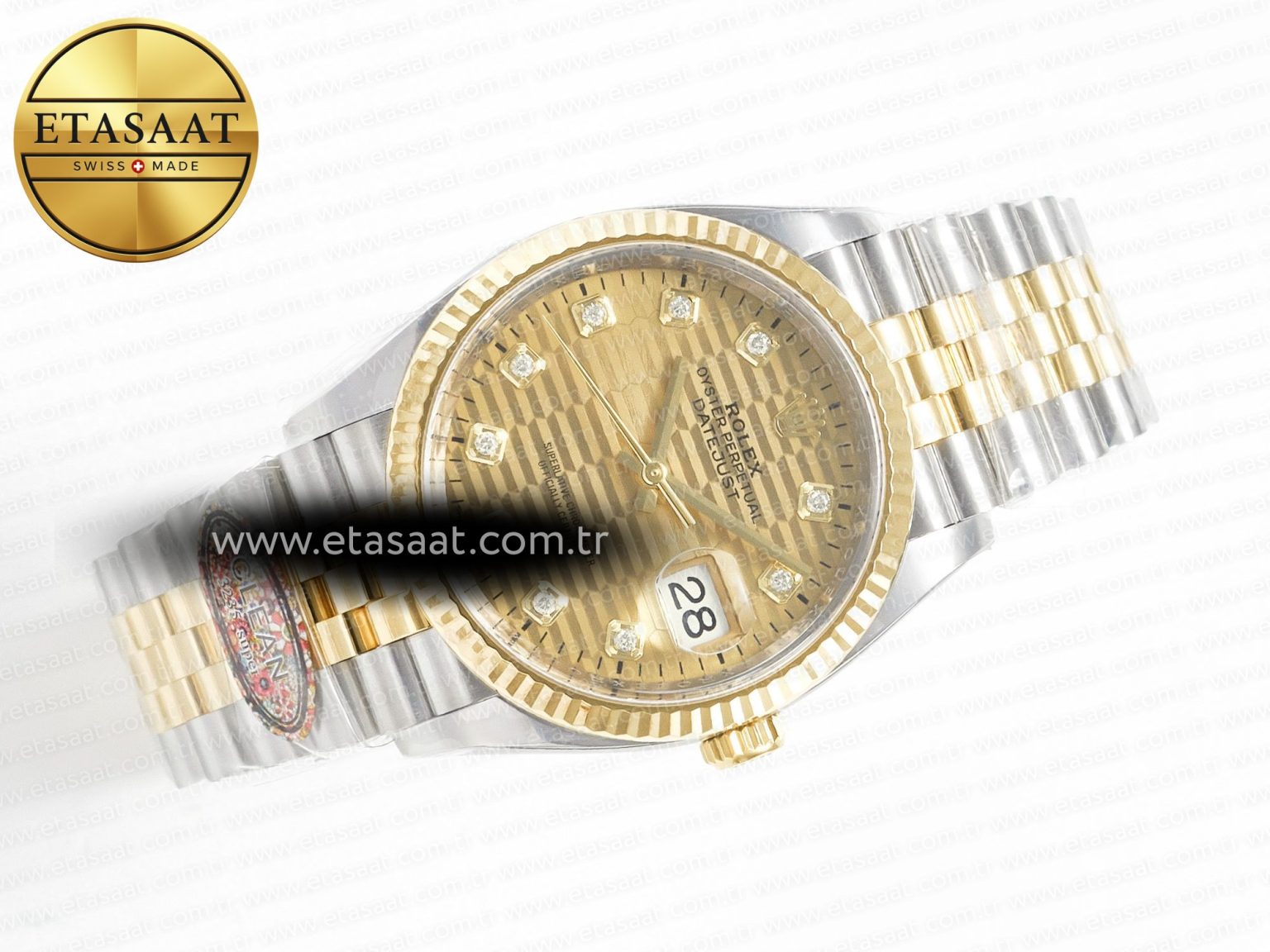 DateJust 36 126233 Clean 1:1 Best Edition 904L Steel YG Textured Diamonds Dial on SS/YG Jubilee Bracelet VR3235 - Görsel 8