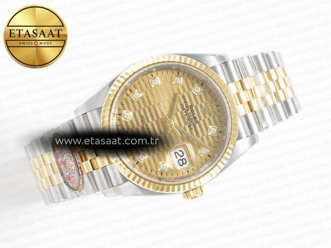 DateJust 36 126233 Clean 1:1 Best Edition 904L Steel YG Textured Diamonds Dial on SS/YG Jubilee Bracelet VR3235 - Görsel 8