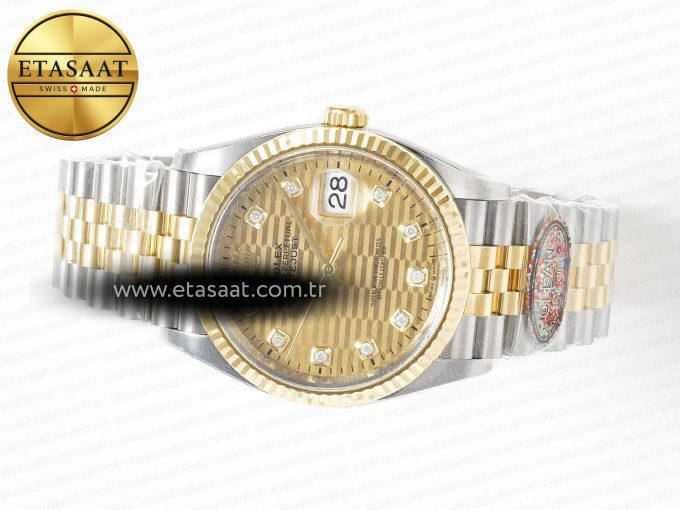 DateJust 36 126233 Clean 1:1 Best Edition 904L Steel YG Textured Diamonds Dial on SS/YG Jubilee Bracelet VR3235 - Görsel 9