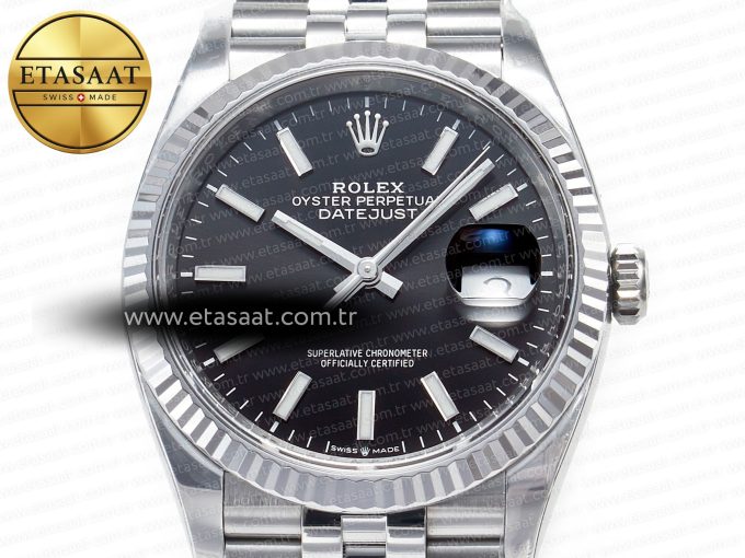 DateJust 36 126234 904L SS Clean 1:1 Best Edition Fluted Bezel Black Dial on Jubilee Bracelet VR3235 - Görsel 4