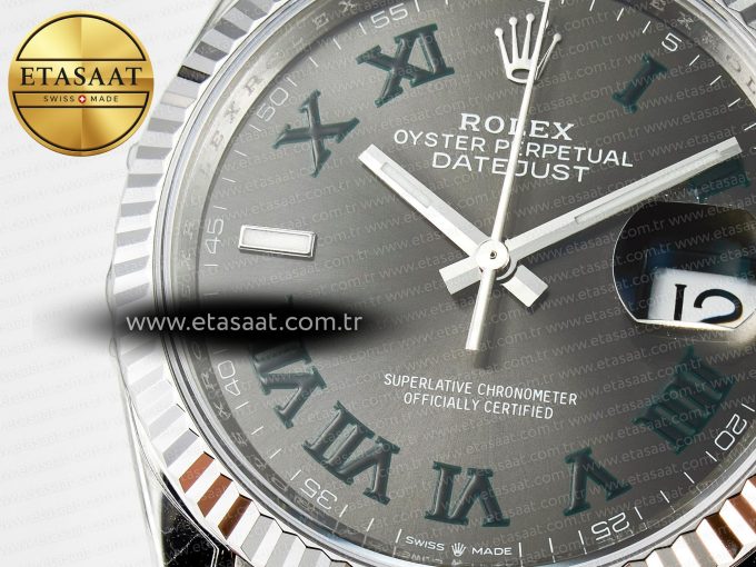 DateJust 36 SS 116234 VSF 1:1 Best Edition 904L Steel Gray Green Roman Dial on oyster Bracelet VS3235 - Görsel 10