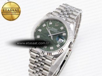 DATEJUST 36 SS 126234 VSF 1:1 BEST EDITION 904L STEEL GREEN LEAF DIAMONDS DIAL ON JUBILEE BRACELET VS3235