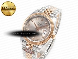 DateJust 41 126331 904L SS/RG Clean 1:1 Best Edition Steel Silver Diamond Stick Dial on Jubilee Bracelet VR3235