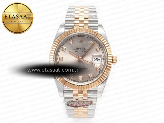 DateJust 41 126331 904L SS/RG Clean 1:1 Best Edition Steel Silver Diamond Stick Dial on Jubilee Bracelet VR3235 - Görsel 3