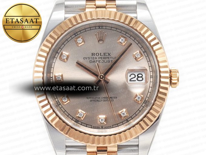 DateJust 41 126331 904L SS/RG Clean 1:1 Best Edition Steel Silver Diamond Stick Dial on Jubilee Bracelet VR3235 - Görsel 4