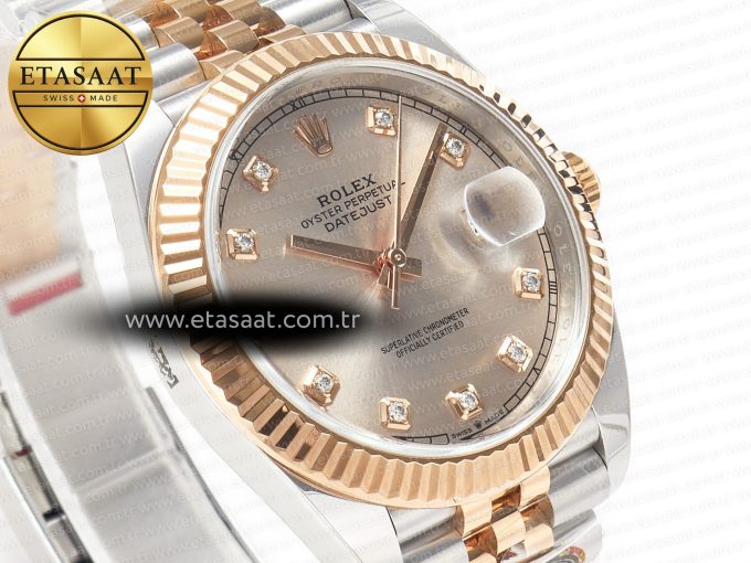DateJust 41 126331 904L SS/RG Clean 1:1 Best Edition Steel Silver Diamond Stick Dial on Jubilee Bracelet VR3235 - Görsel 5