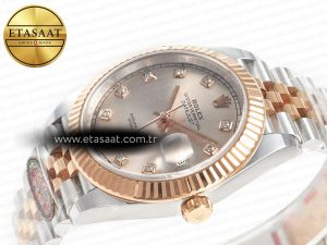 DateJust 41 126331 904L SS/RG Clean 1:1 Best Edition Steel Silver Diamond Stick Dial on Jubilee Bracelet VR3235 - Görsel 6