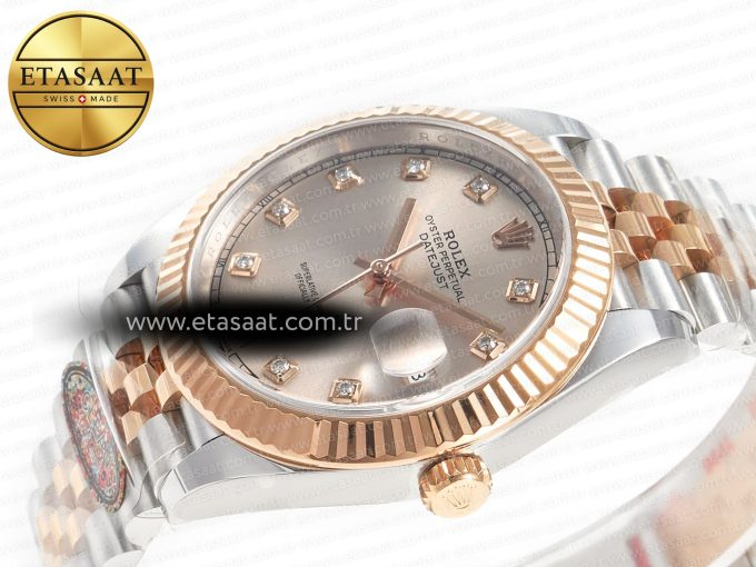 DateJust 41 126331 904L SS/RG Clean 1:1 Best Edition Steel Silver Diamond Stick Dial on Jubilee Bracelet VR3235 - Görsel 6